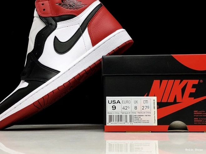 Bmlin Shoes 555088-125 Air Jordan 1 Black Retro Toe 0731